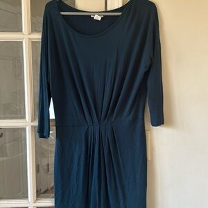 Barneys NY teal blue/green viscose/spandex dress, 3/4 length sleeves